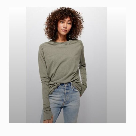 We the Free Arden Long Sleeve Tee XS Leaf Green Oversized - Picture 6 of 6